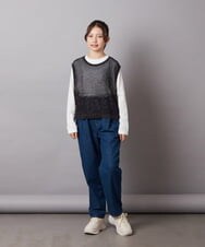 KJLEW31034 a.v.v KIDS(アー・ヴェ・ヴェ) [140-150]サスペンダー付きテーパードパンツ デニム