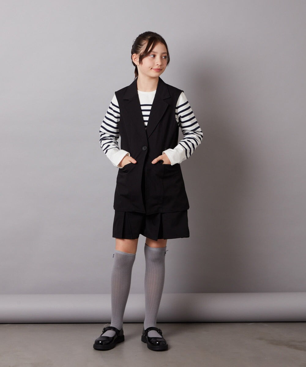 KJLEW35034 a.v.v KIDS(アー・ヴェ・ヴェ) [140-150]【セットアップ対応】タックキュロット グレー