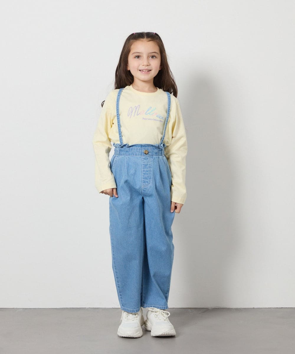 KJLFA25039 a.v.v KIDS(アー・ヴェ・ヴェ) [120-130]サス付きタックテーパードデニムパンツ ライトブルー
