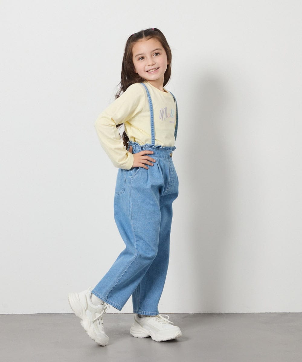 KJLFA25039 a.v.v KIDS(アー・ヴェ・ヴェ) [120-130]サス付きタックテーパードデニムパンツ ライトブルー