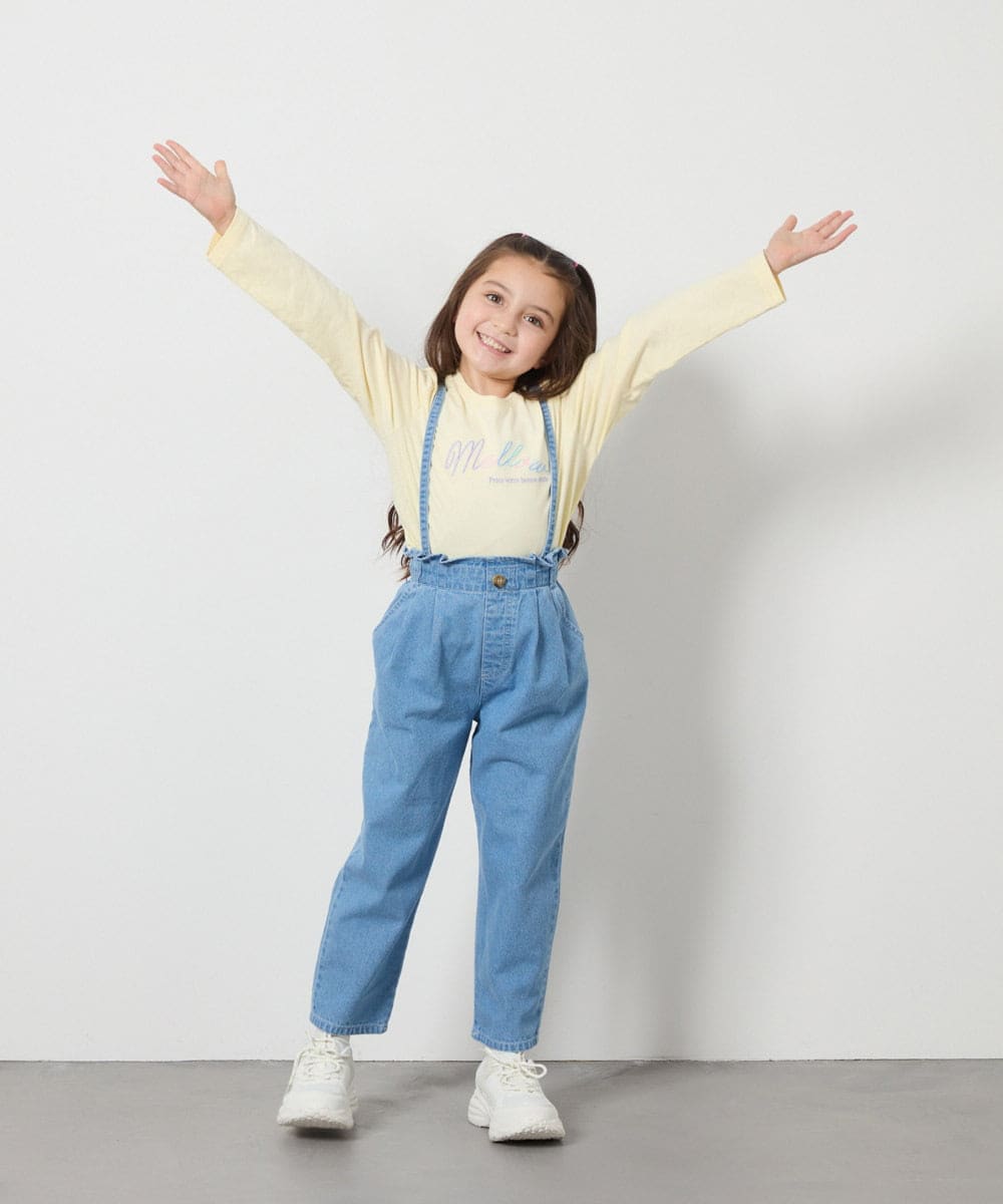 KJLFA25039 a.v.v KIDS(アー・ヴェ・ヴェ) [120-130]サス付きタックテーパードデニムパンツ ライトブルー