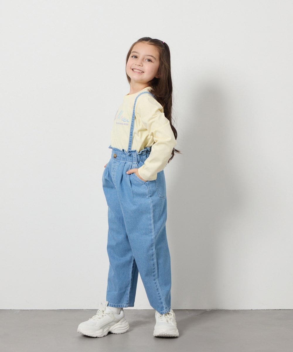 KJLFA25039 a.v.v KIDS(アー・ヴェ・ヴェ) [120-130]サス付きタックテーパードデニムパンツ ライトブルー
