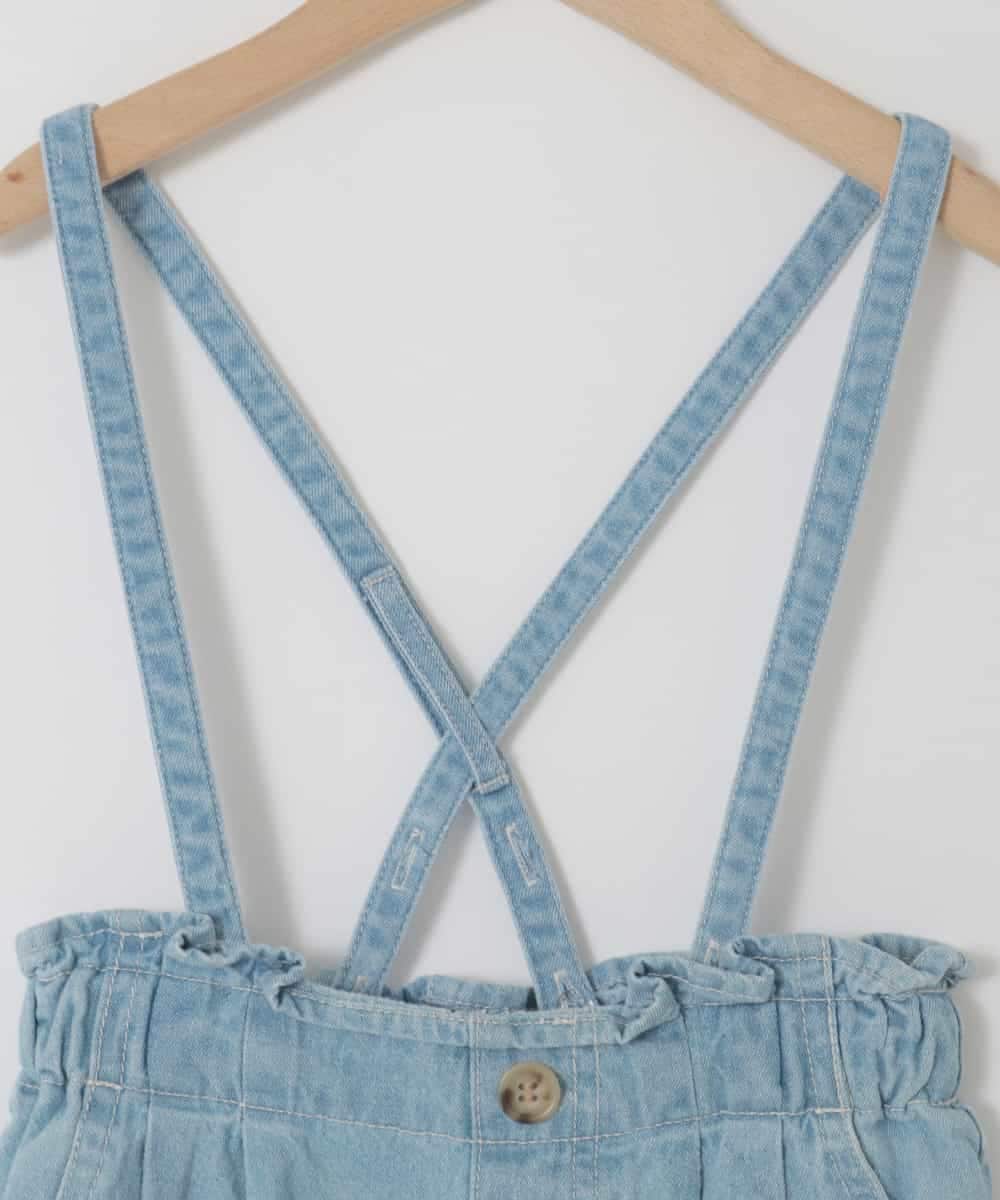 KJLFA25039 a.v.v KIDS(アー・ヴェ・ヴェ) [120-130]サス付きタックテーパードデニムパンツ ライトブルー