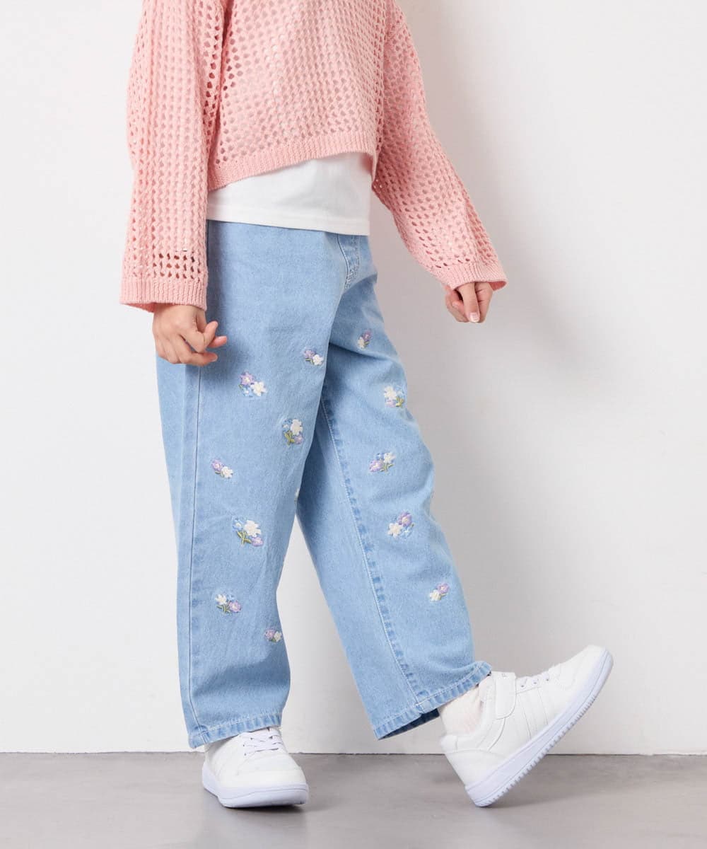 KJLFD30044 a.v.v KIDS(アー・ヴェ・ヴェ) [120-160]【選べるデザイン】デザインワイドストレートデニム ライトブルー