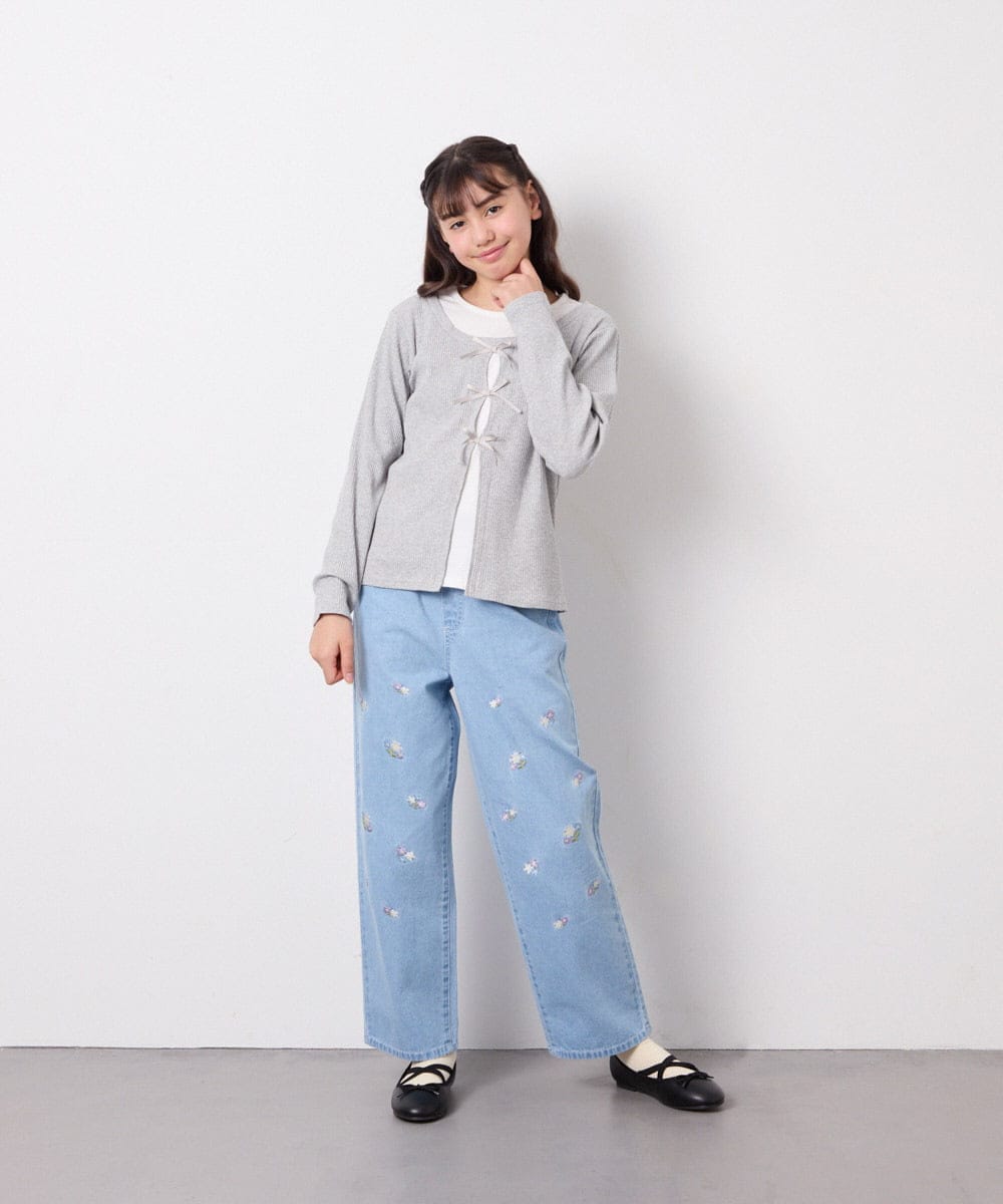 KJLFD30044 a.v.v KIDS(アー・ヴェ・ヴェ) [120-160]【選べるデザイン】デザインワイドストレートデニム ライトブルー