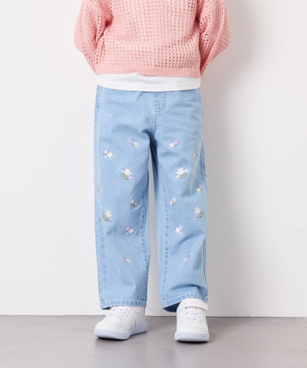 KJLFD30044 a.v.v KIDS(アー・ヴェ・ヴェ) [120-160]【選べるデザイン】デザインワイドストレートデニム ライトブルー