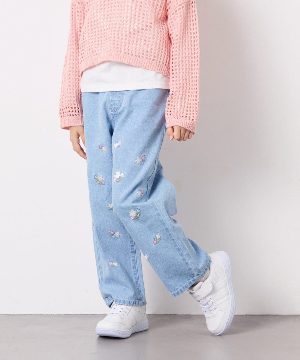 KJLFD30044 a.v.v KIDS(アー・ヴェ・ヴェ) [120-160]【選べるデザイン】デザインワイドストレートデニム ライトブルー