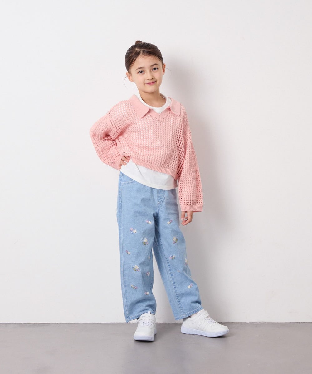 KJLFD30044 a.v.v KIDS(アー・ヴェ・ヴェ) [120-160]【選べるデザイン】デザインワイドストレートデニム ライトブルー