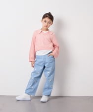 KJLFD30044 a.v.v KIDS(アー・ヴェ・ヴェ) [120-160]【選べるデザイン】デザインワイドストレートデニム ライトブルー