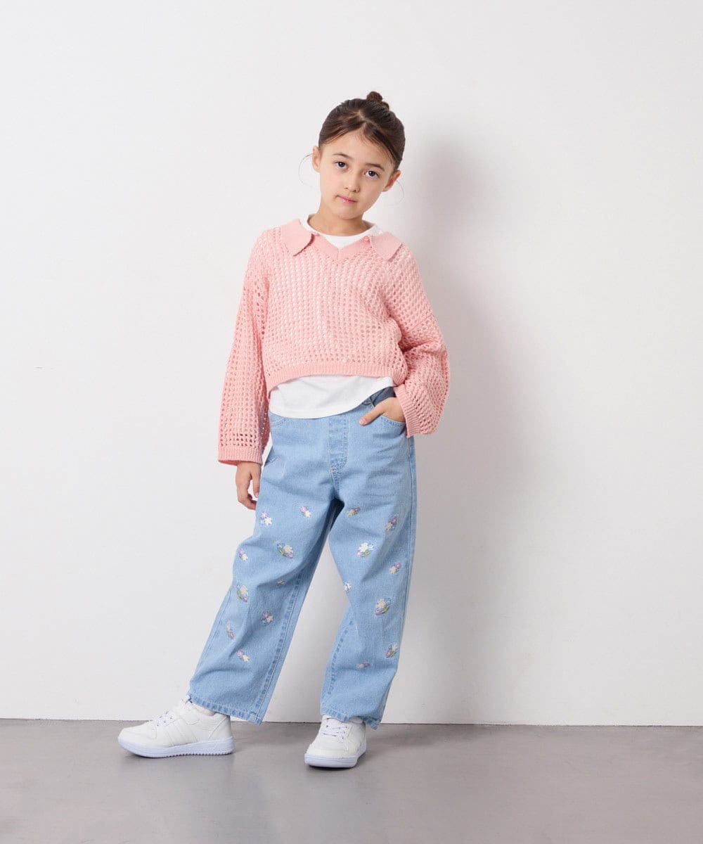 KJLFD30044 a.v.v KIDS(アー・ヴェ・ヴェ) [120-160]【選べるデザイン】デザインワイドストレートデニム ライトブルー