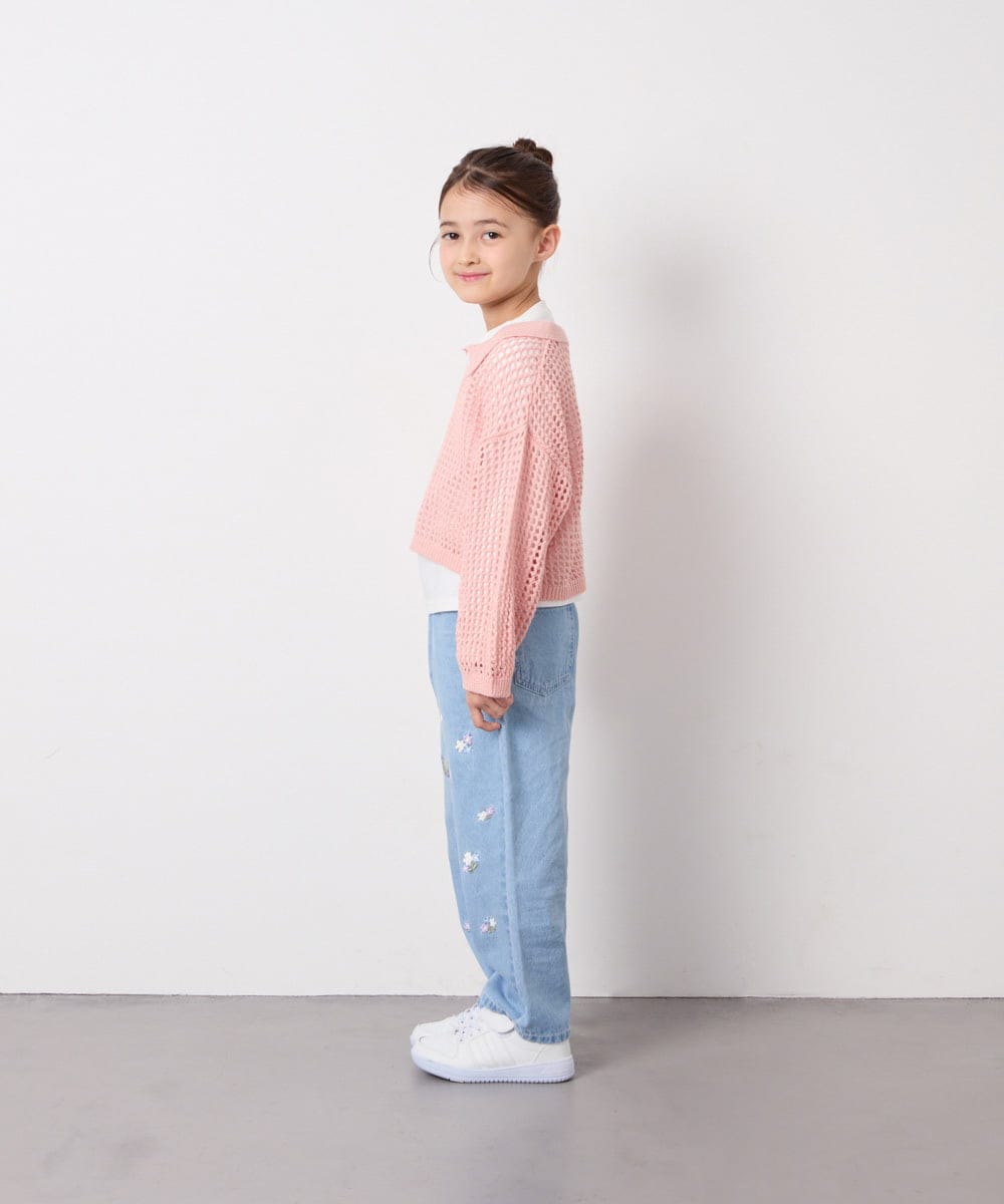 KJLFD30044 a.v.v KIDS(アー・ヴェ・ヴェ) [120-160]【選べるデザイン】デザインワイドストレートデニム ライトブルー