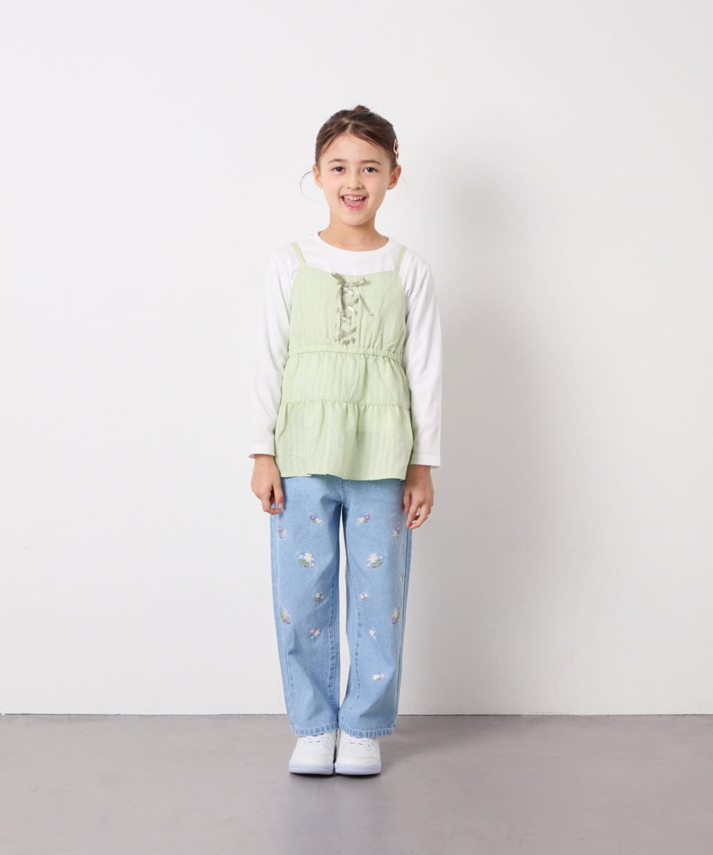 KJLFD30044 a.v.v KIDS(アー・ヴェ・ヴェ) [120-160]【選べるデザイン】デザインワイドストレートデニム ライトブルー