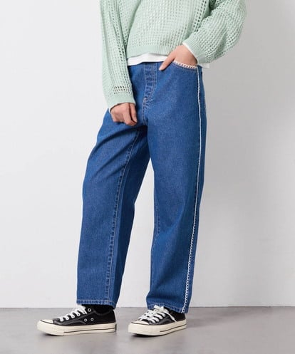 KJLFD30044 a.v.v KIDS [120-160]【選べるデザイン】デザインワイドストレートデニム