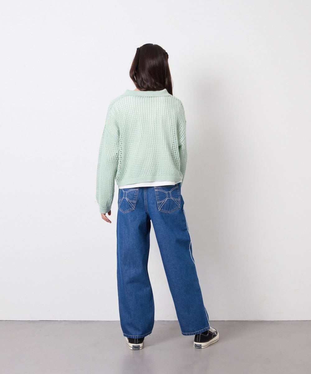 KJLFD30044 a.v.v KIDS(アー・ヴェ・ヴェ) [120-160]【選べるデザイン】デザインワイドストレートデニム ブルー