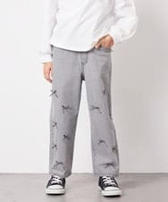 KJLFD30044 a.v.v KIDS(アー・ヴェ・ヴェ) [120-160]【選べるデザイン】デザインワイドストレートデニム ライトグレー