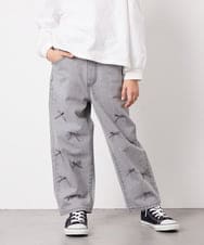 KJLFD30044 a.v.v KIDS(アー・ヴェ・ヴェ) [120-160]【選べるデザイン】デザインワイドストレートデニム ライトグレー