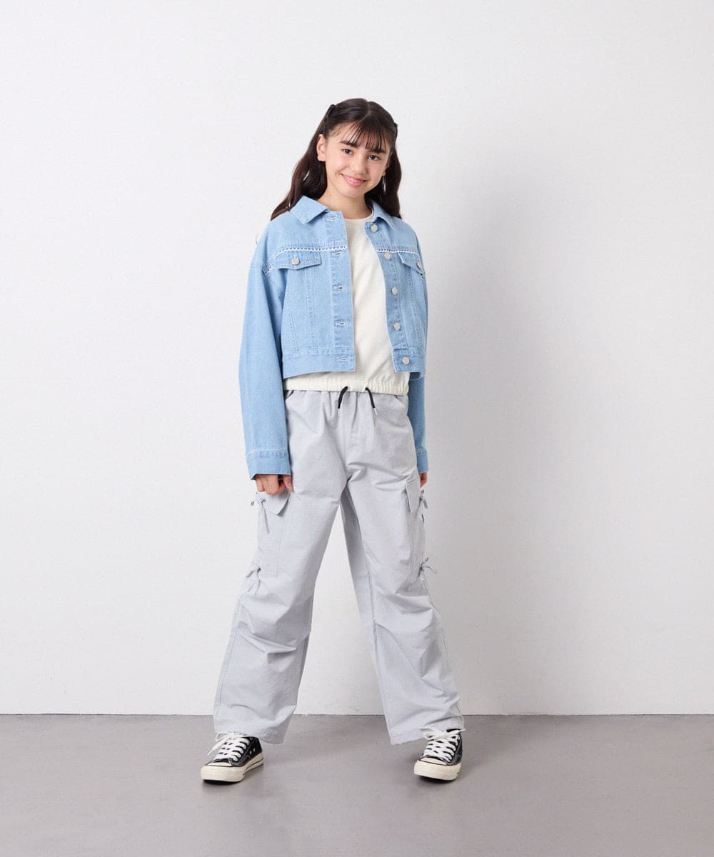 KJLFD32049 a.v.v KIDS(アー・ヴェ・ヴェ) [120-160]サイドリボンカーゴパンツ ライトブルー