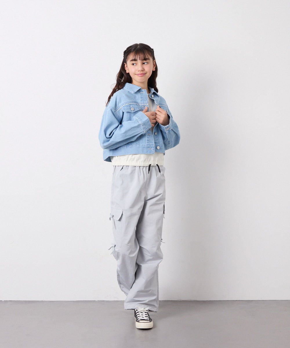 KJLFD32049 a.v.v KIDS(アー・ヴェ・ヴェ) [120-160]サイドリボンカーゴパンツ ライトブルー