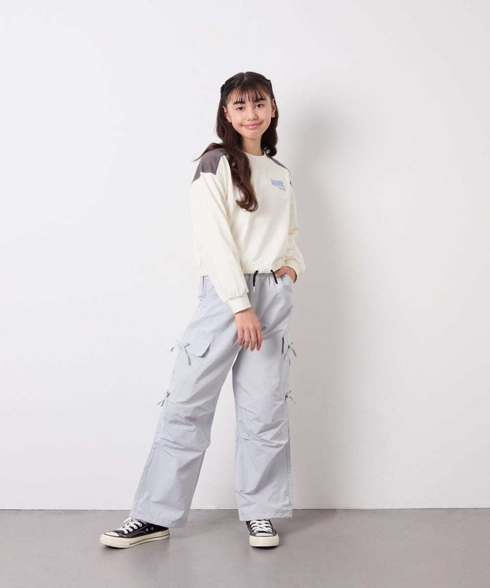 KJLFD32049 a.v.v KIDS(アー・ヴェ・ヴェ) [120-160]サイドリボンカーゴパンツ ライトブルー