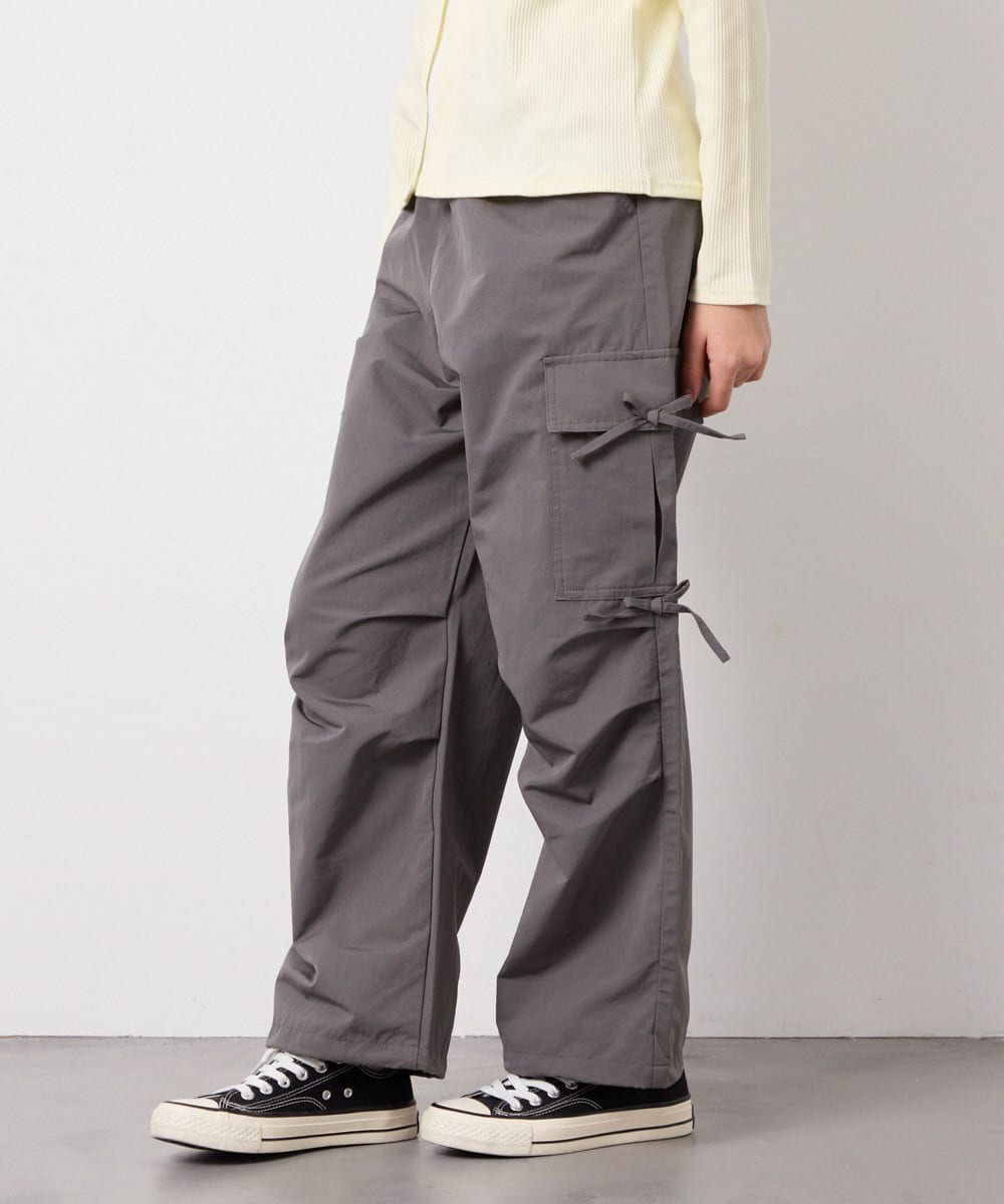 KJLFD32049 a.v.v KIDS(アー・ヴェ・ヴェ) [120-160]サイドリボンカーゴパンツ グレー