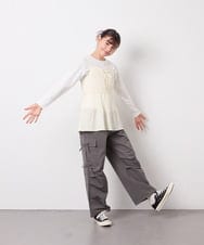 KJLFD32049 a.v.v KIDS(アー・ヴェ・ヴェ) [120-160]サイドリボンカーゴパンツ グレー