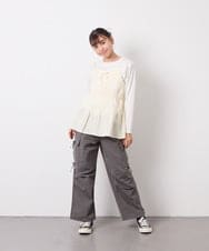 KJLFD32049 a.v.v KIDS(アー・ヴェ・ヴェ) [120-160]サイドリボンカーゴパンツ グレー