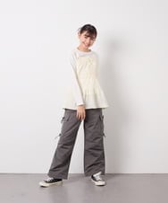 KJLFD32049 a.v.v KIDS(アー・ヴェ・ヴェ) [120-160]サイドリボンカーゴパンツ グレー