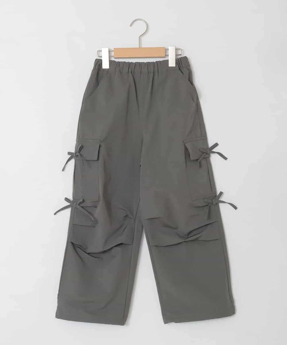 KJLFD32049 a.v.v KIDS(アー・ヴェ・ヴェ) [120-160]サイドリボンカーゴパンツ グレー