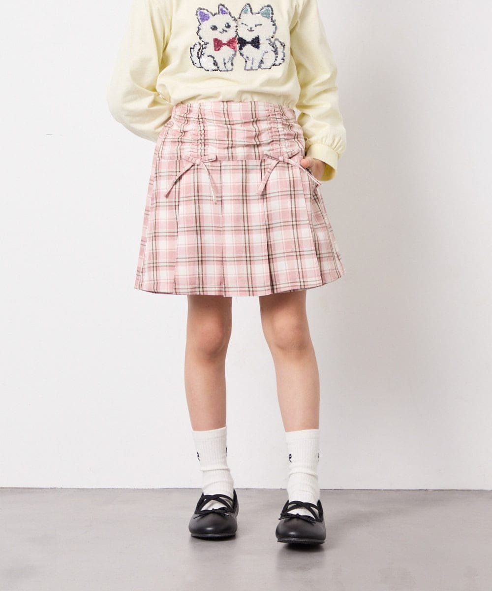 KJLFD40034 a.v.v KIDS(アー・ヴェ・ヴェ) [120-160]ギャザープリーツスカパン ピンク