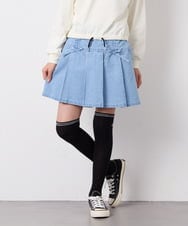 KJLFD40034 a.v.v KIDS(アー・ヴェ・ヴェ) [120-160]ギャザープリーツスカパン ライトブルー（デニム）