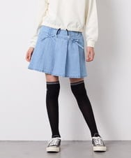 KJLFD40034 a.v.v KIDS(アー・ヴェ・ヴェ) [120-160]ギャザープリーツスカパン ライトブルー（デニム）