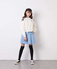 KJLFD40034 a.v.v KIDS(アー・ヴェ・ヴェ) [120-160]ギャザープリーツスカパン ライトブルー（デニム）