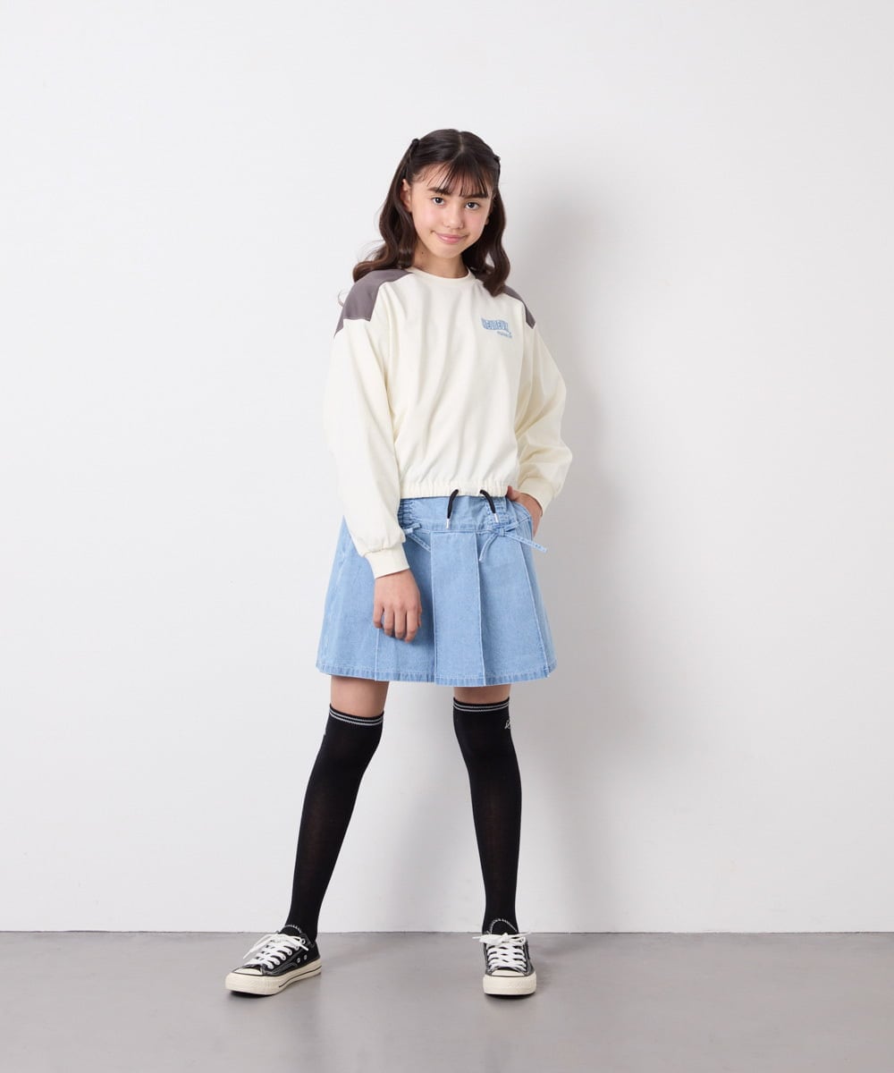 KJLFD40034 a.v.v KIDS(アー・ヴェ・ヴェ) [120-160]ギャザープリーツスカパン ライトブルー（デニム）