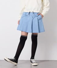 KJLFD40034 a.v.v KIDS(アー・ヴェ・ヴェ) [120-160]ギャザープリーツスカパン ライトブルー（デニム）