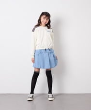 KJLFD40034 a.v.v KIDS(アー・ヴェ・ヴェ) [120-160]ギャザープリーツスカパン ライトブルー（デニム）