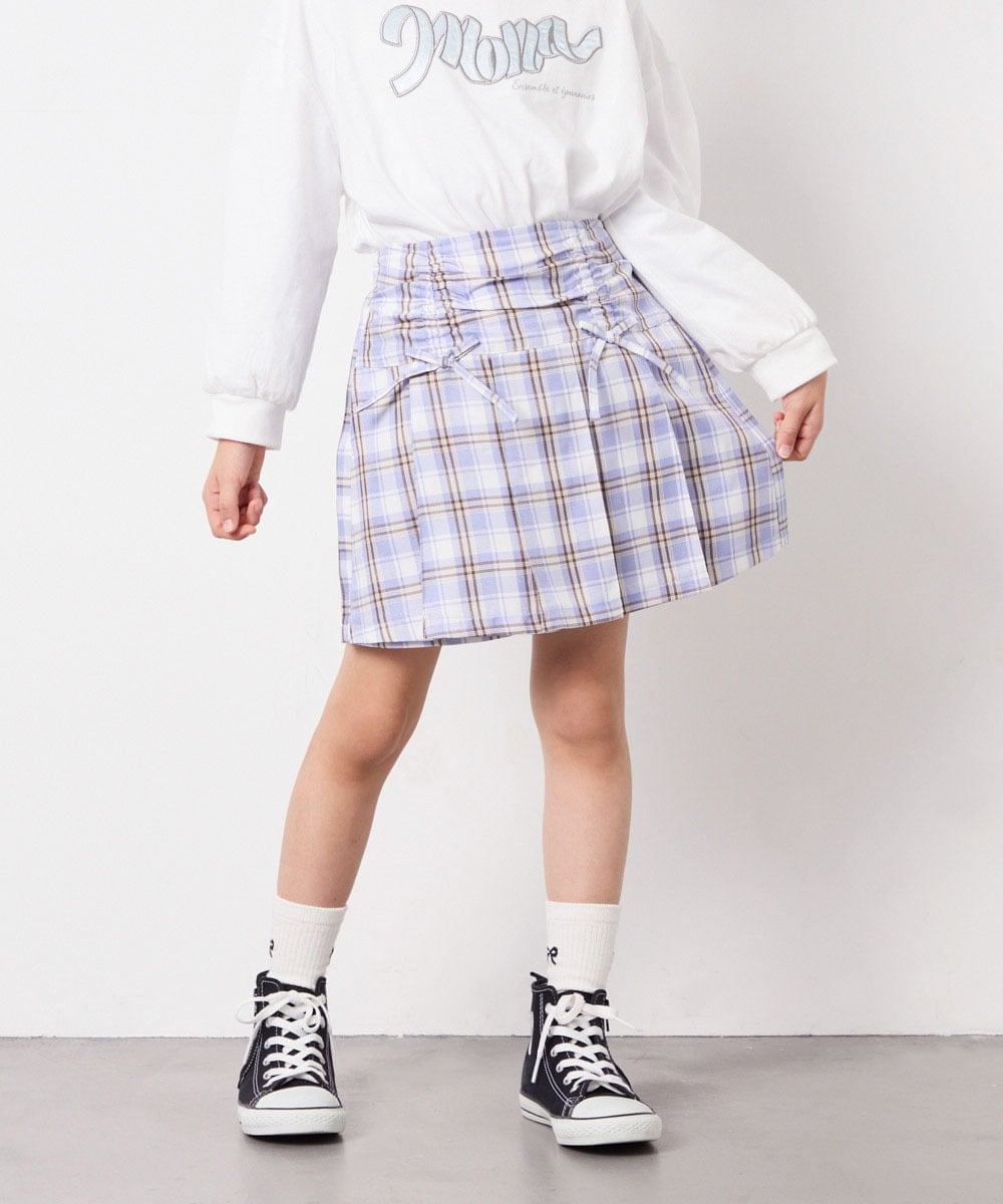 KJLFD40034 a.v.v KIDS(アー・ヴェ・ヴェ) [120-160]ギャザープリーツスカパン ブルー