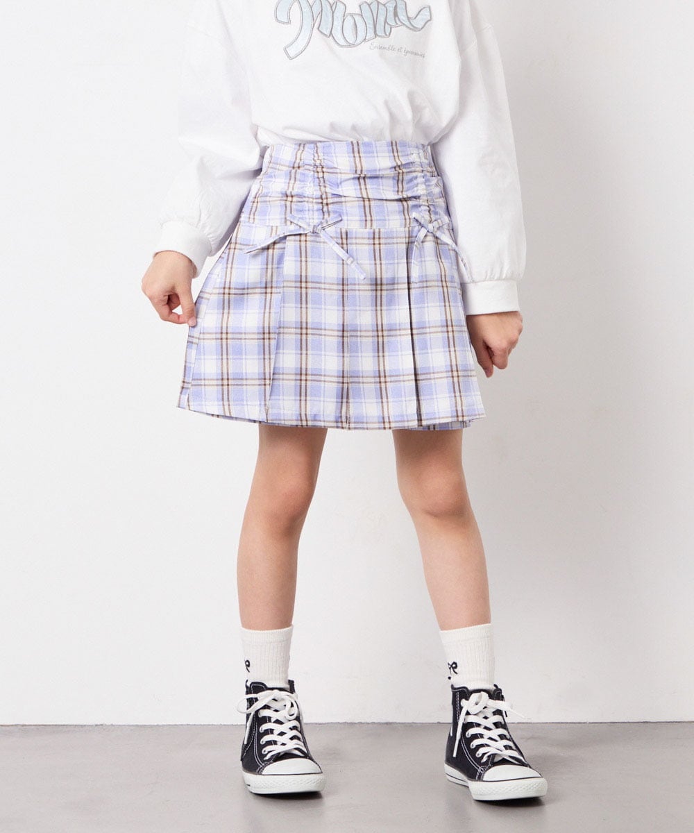 KJLFD40034 a.v.v KIDS(アー・ヴェ・ヴェ) [120-160]ギャザープリーツスカパン ブルー