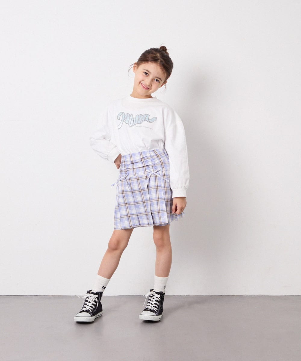 KJLFD40034 a.v.v KIDS(アー・ヴェ・ヴェ) [120-160]ギャザープリーツスカパン ブルー