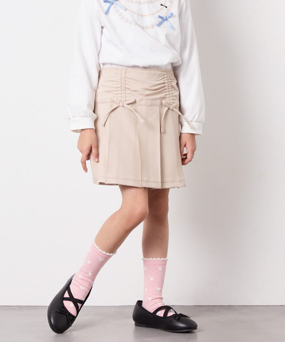 KJLFD40034 a.v.v KIDS(アー・ヴェ・ヴェ) [120-160]ギャザープリーツスカパン ベージュ