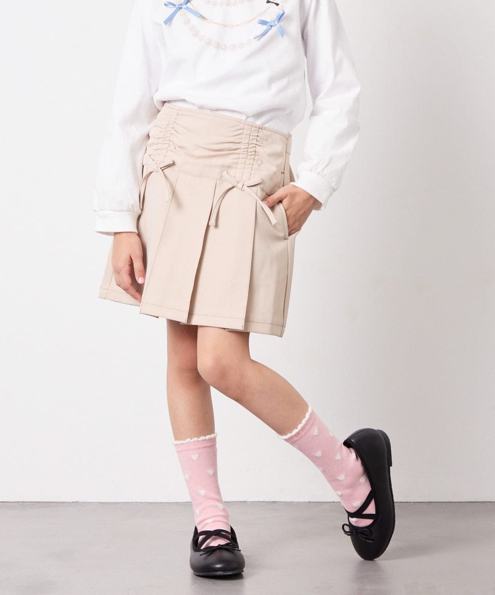 KJLFD40034 a.v.v KIDS(アー・ヴェ・ヴェ) [120-160]ギャザープリーツスカパン ベージュ