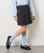 KJLFD40034 a.v.v KIDS(アー・ヴェ・ヴェ) [120-160]ギャザープリーツスカパン ダークグレー（デニム）