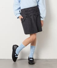 KJLFD40034 a.v.v KIDS(アー・ヴェ・ヴェ) [120-160]ギャザープリーツスカパン ダークグレー（デニム）