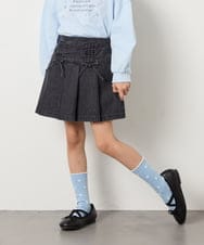 KJLFD40034 a.v.v KIDS(アー・ヴェ・ヴェ) [120-160]ギャザープリーツスカパン ダークグレー（デニム）