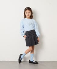 KJLFD40034 a.v.v KIDS(アー・ヴェ・ヴェ) [120-160]ギャザープリーツスカパン ダークグレー（デニム）