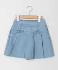 KJLFD40034 a.v.v KIDS(アー・ヴェ・ヴェ) [120-160]ギャザープリーツスカパン ライトブルー（デニム）