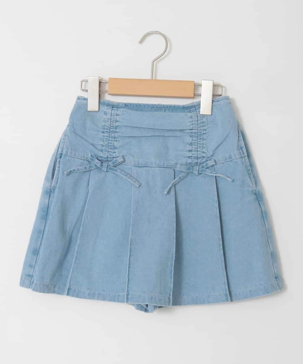 KJLFD40034 a.v.v KIDS(アー・ヴェ・ヴェ) [120-160]ギャザープリーツスカパン ライトブルー（デニム）