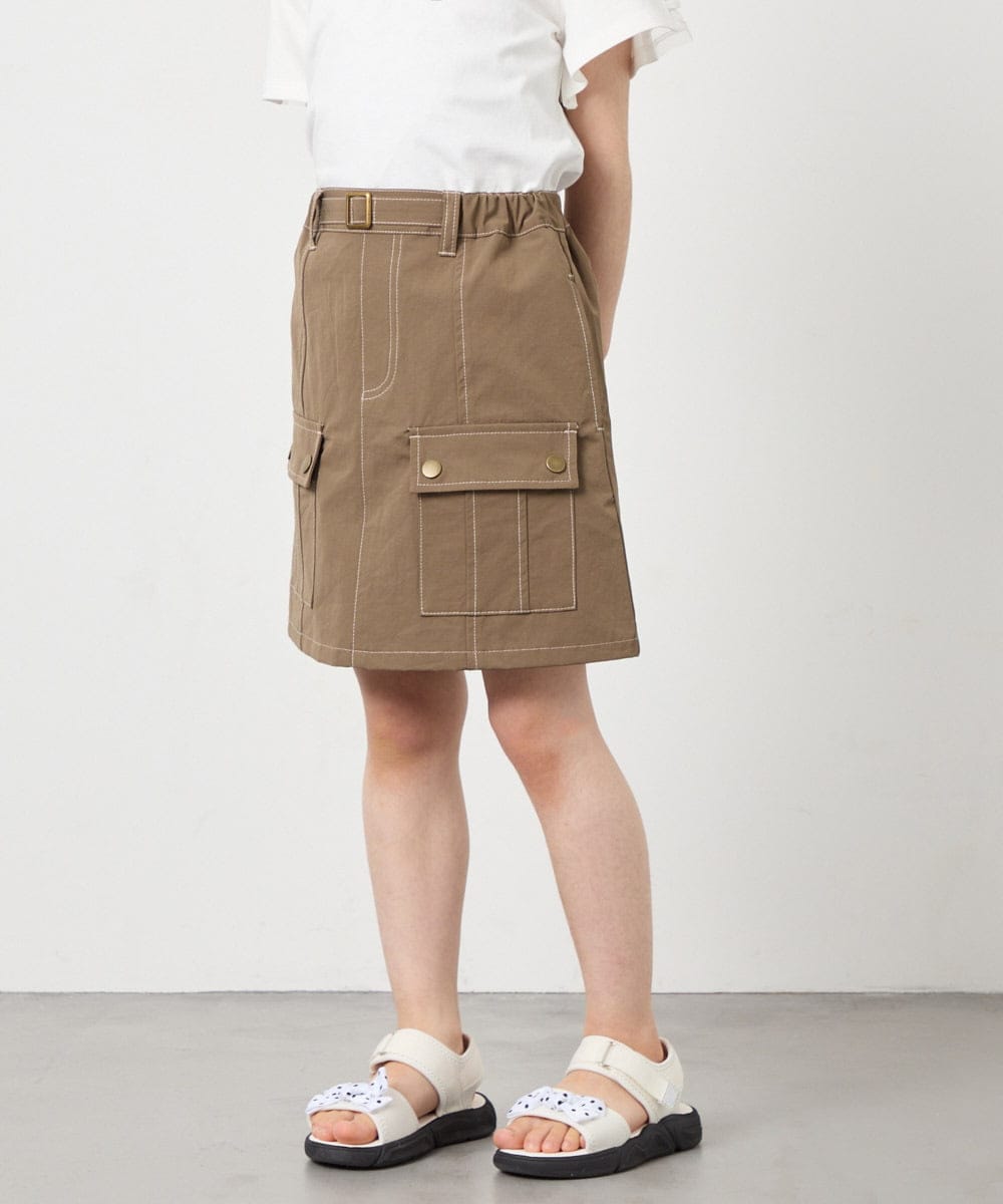 KJLFD41039 a.v.v KIDS(アー・ヴェ・ヴェ) [130-160]配色ステッチカーゴスカパン カーキ