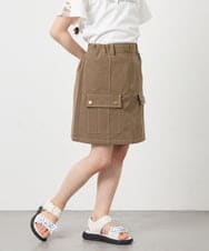 KJLFD41039 a.v.v KIDS(アー・ヴェ・ヴェ) [130-160]配色ステッチカーゴスカパン カーキ