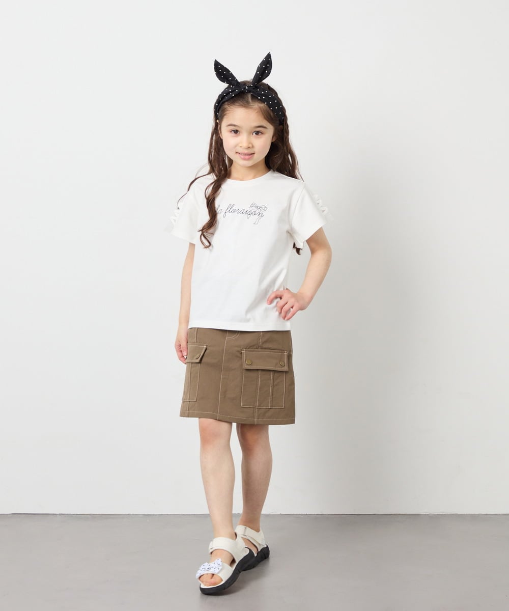 KJLFD41039 a.v.v KIDS(アー・ヴェ・ヴェ) [130-160]配色ステッチカーゴスカパン カーキ