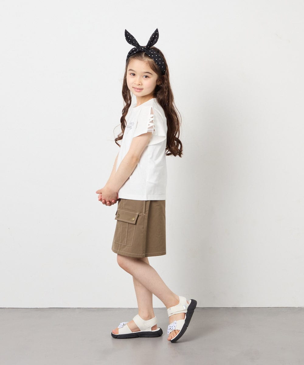 KJLFD41039 a.v.v KIDS(アー・ヴェ・ヴェ) [130-160]配色ステッチカーゴスカパン カーキ